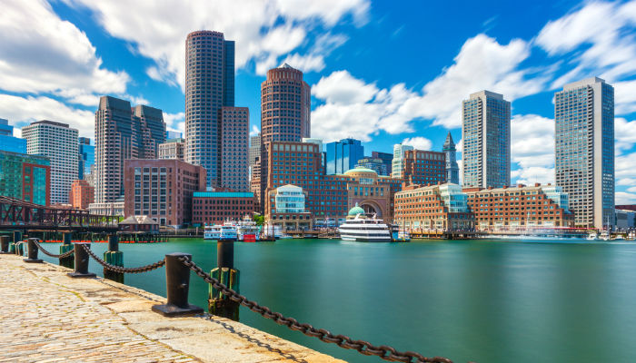 Boston harbour and skyline