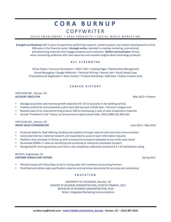 Career changer CV résumé example