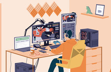 Man working a nerdy job