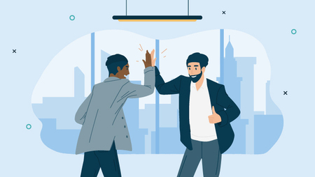 Illustration of two men high-fiving each other