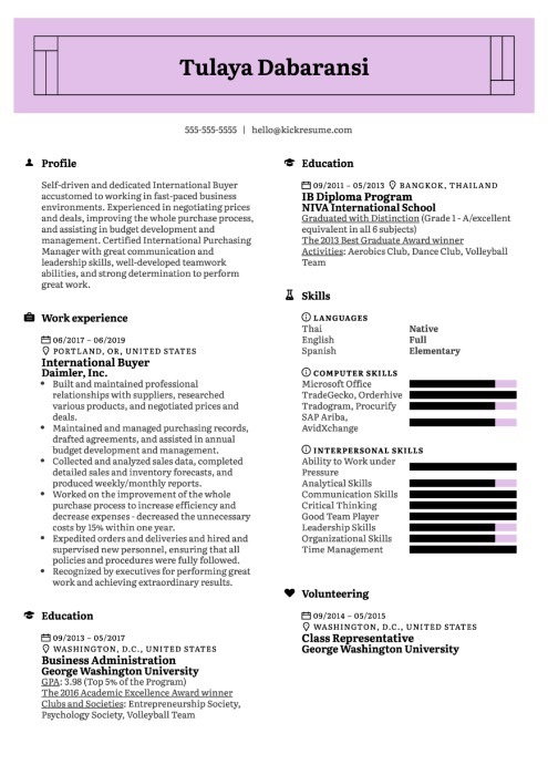 Retail Buyer Résumé Example