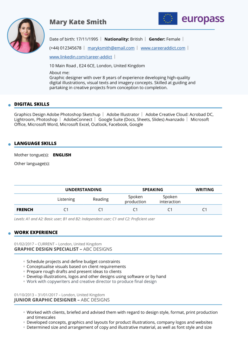 Europass CV Example