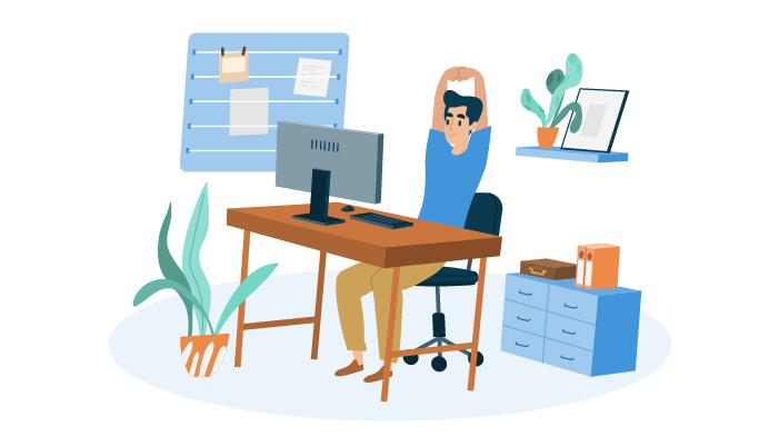 illustration of a man doing shoulder stretches 
