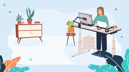 Illustration showing items useful for working from home.