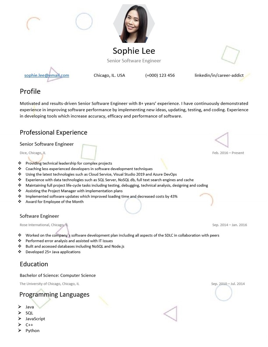 The Best Software Engineer Cv Resume Examples