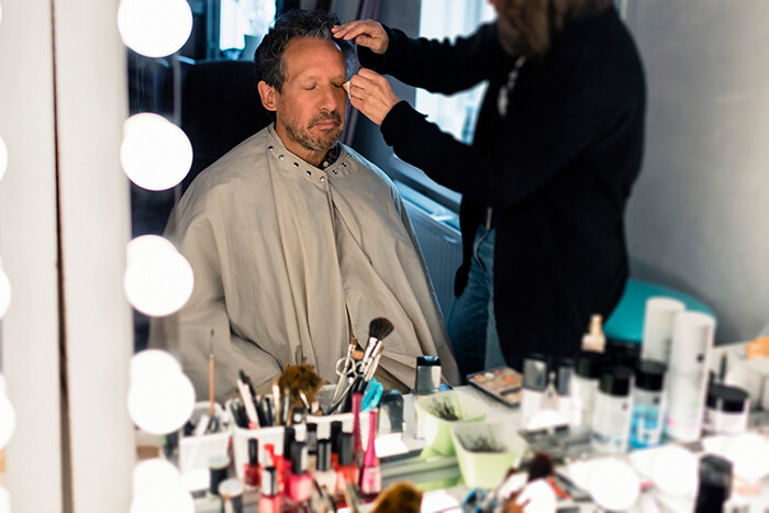 Makeup artist career applying on an actor