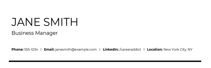 Resume header structure example