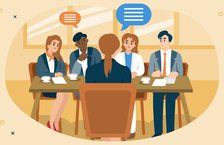 Interview of a recruitment consultant facing a panel