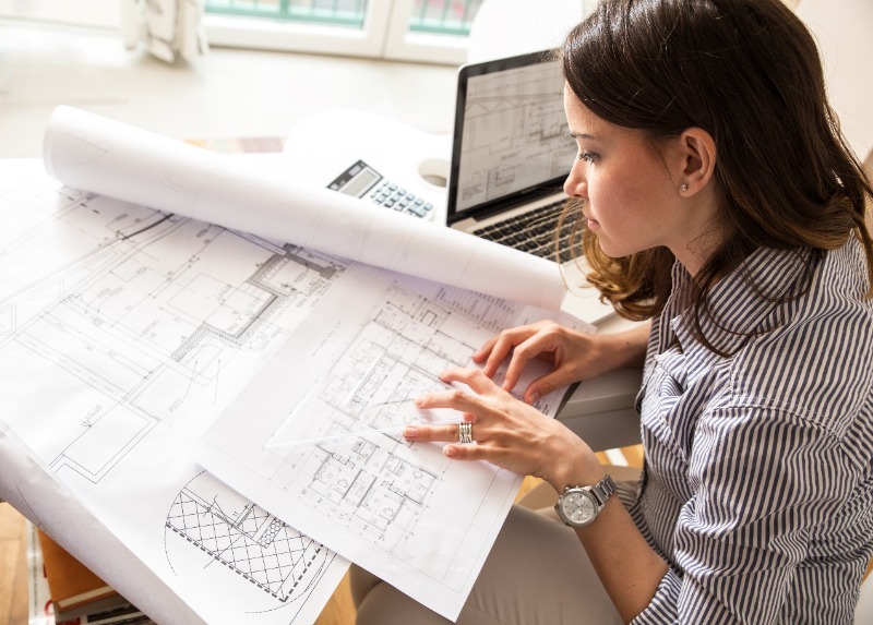 Architect reviewing a floor plan