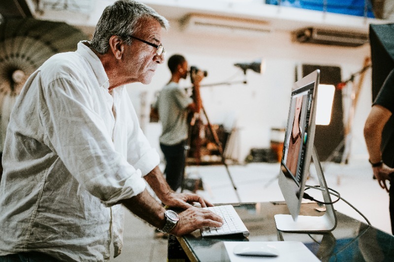 Art director reviewing something on a computer