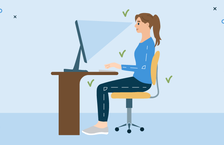 Employee finding the right monitor eye level