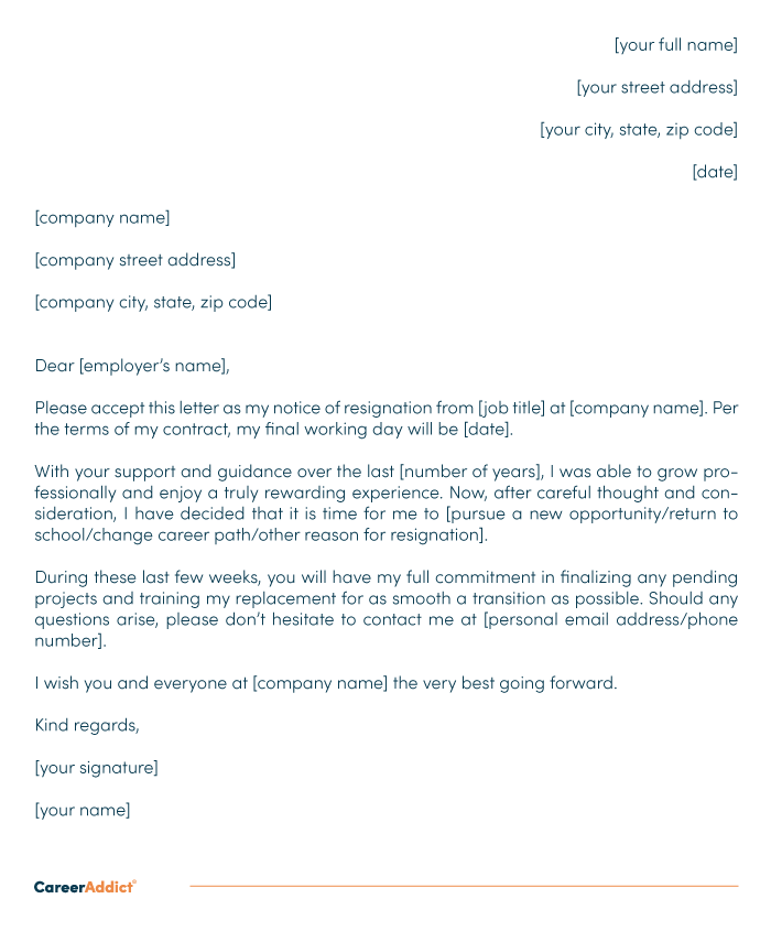 Resignation by letter