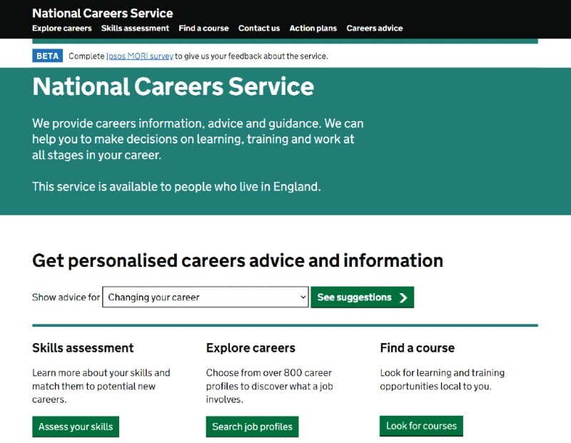National Careers Service website