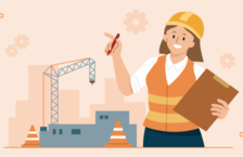 A woman civil engineer learning on the job with construction project