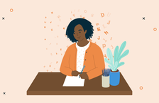 A woman developing her writing skills