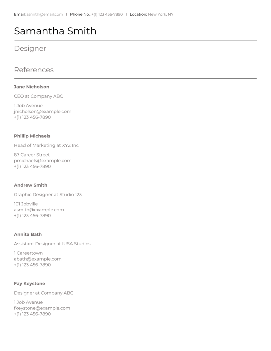 References List Example
