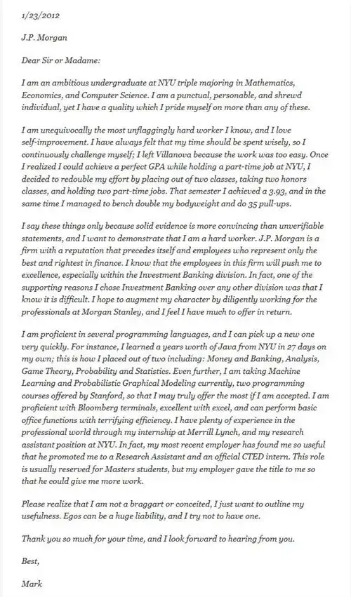 Unflaggingly Cover Letter