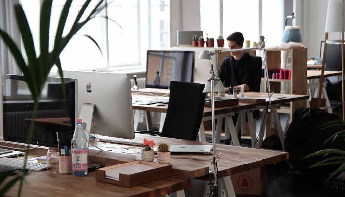 A man working in an office