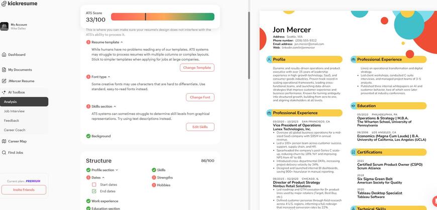 kickresume AI toolbox