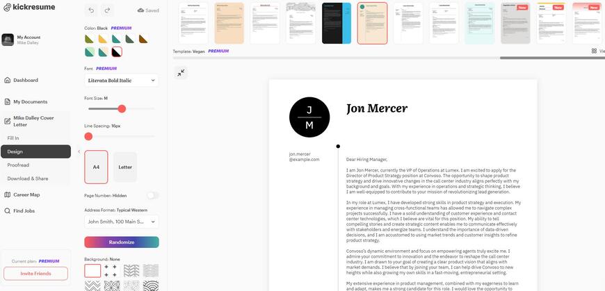 kickresume templates