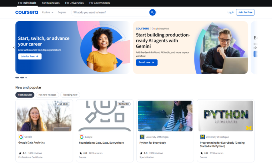 Coursera homepage